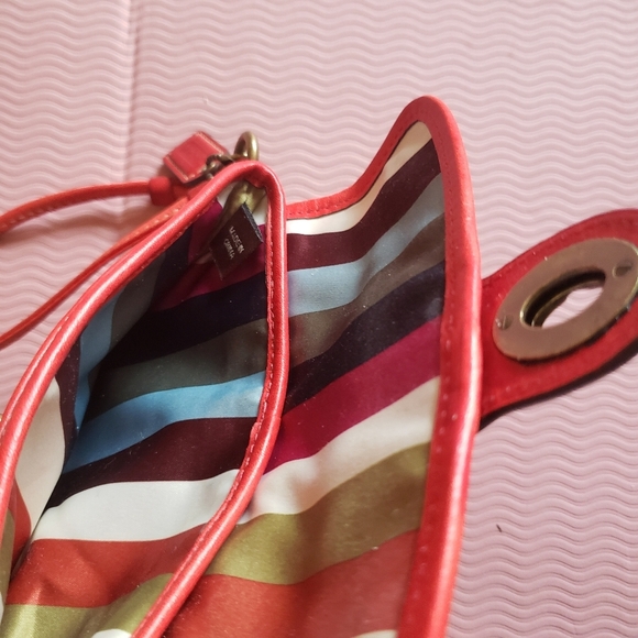 Coach Y2K 65th Anniversary Striped Legacy Lining Gigi Wristlet w Turnlock  Red - Picture 6 of 16